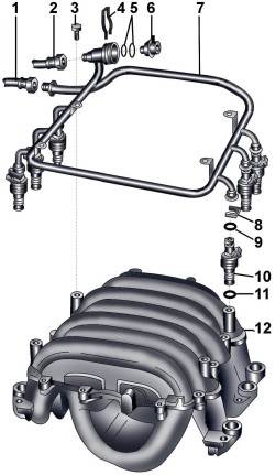 Топливная магистраль с форсунками