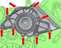 Расположение болтов крепления водяного насоса бензиновых двигателей 2,8 л