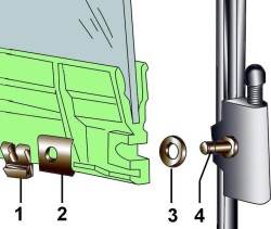 Элементы нижнего крепления стекла передней двери