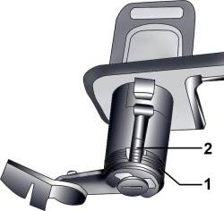 Расположение концов пружины (1) с двух сторон выступа приводного рычага (2)