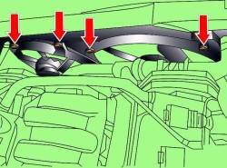 Расположение болтов кожуха вентилятора радиатора