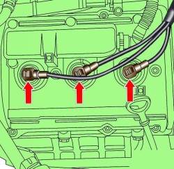 Расположение высоковольтных проводов на свечах зажигания бензинового двигателя V6