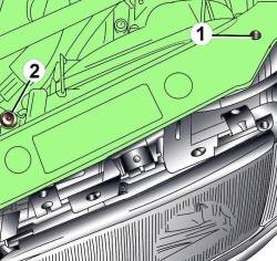 Расположение винтов регулировки света фар в вертикальной (1) и горизонтальной (2) плоскостях